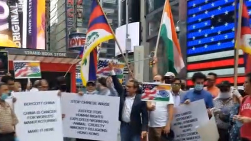 Indian diaspora protest against China in Times Square 